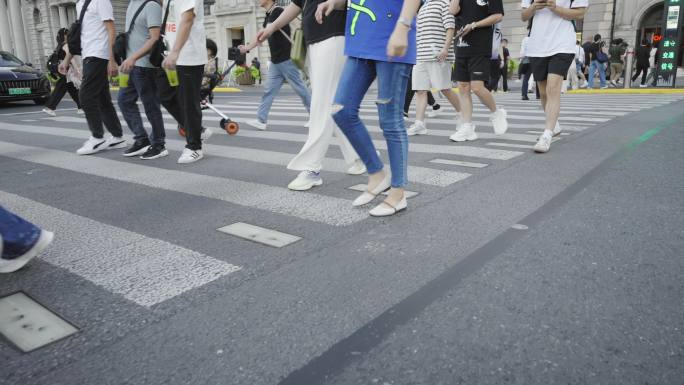 【正版素材】上海外滩斑马线步行8658