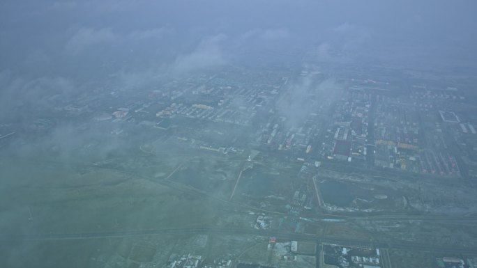 青海海北西海镇高空俯瞰城市建筑延时视频