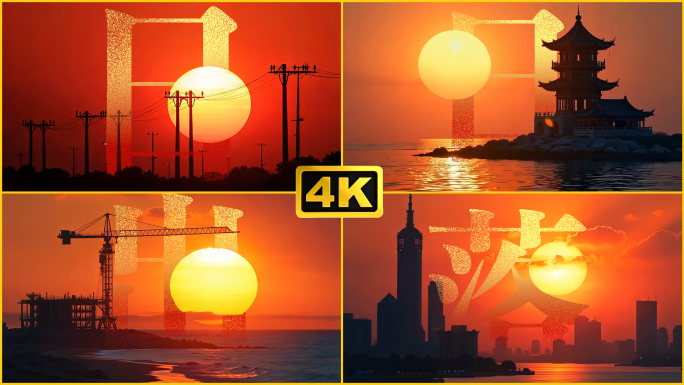 日出日落城市日出工地日出油田日出希望太阳