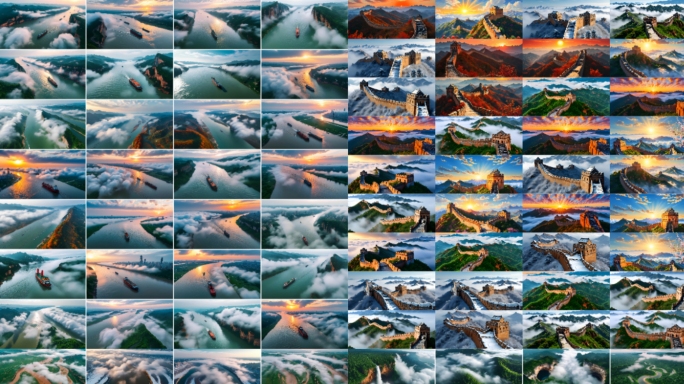 长江 黄河 长城 森林 天坑 瀑布 风光