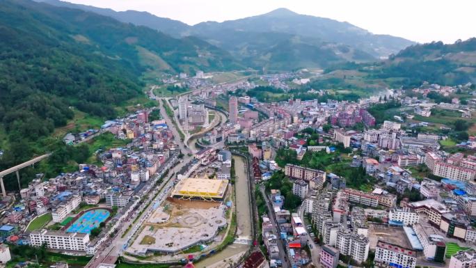 云南红河州金平县城航拍