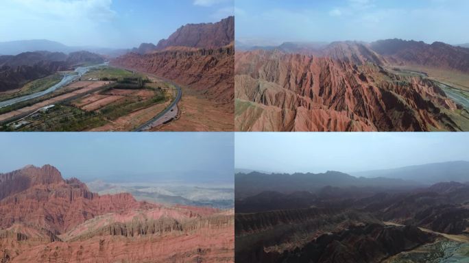 [4K]航拍素材.独库公路红山石林河谷一
