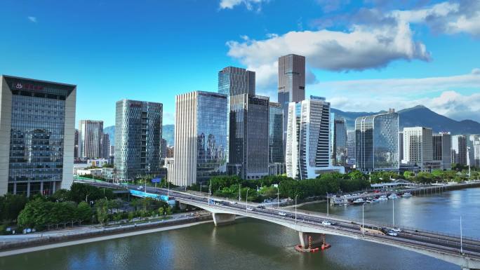 福州城市发展福州中心区地标建筑航拍
