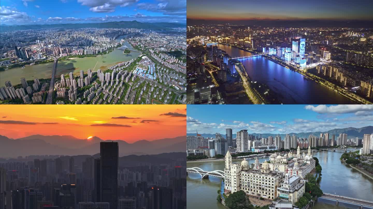 福州城市发展福州中心区地标建筑航拍