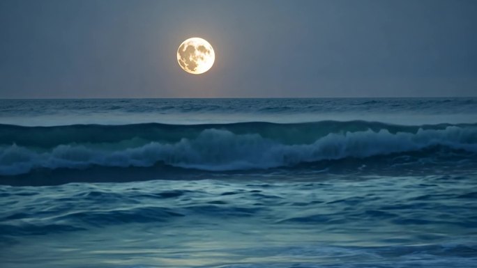 海上月亮 海上明月 夜月海浪