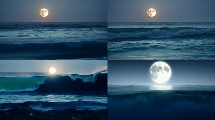 海上月亮 海上明月 夜月海浪