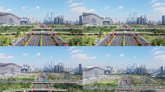 2024成都马拉松之天府大道与金融城全景