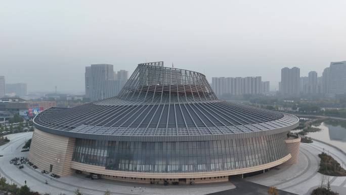航拍保定博物馆、保利剧院