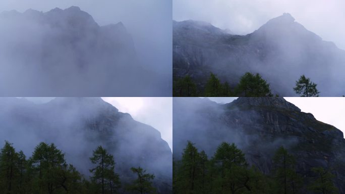 高山云雾飞瀑