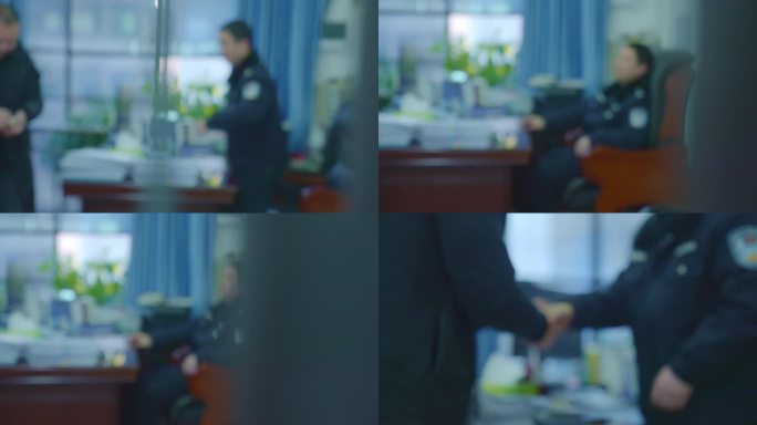 贿赂警察向警察递烟和警察握手扫黑除恶