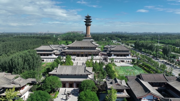 航拍河北廊坊市隆福寺风光