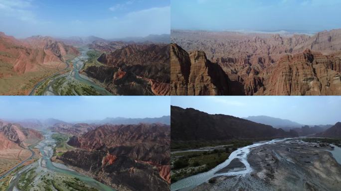 4K航拍短片.独库公路之红山石林河谷二