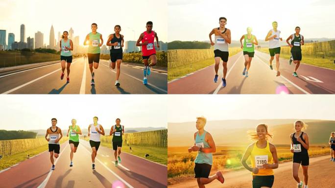 奔跑拼搏的学生 青春有活力