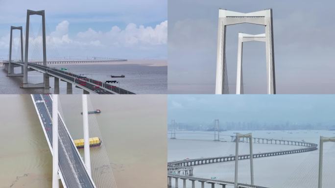 深中通道建设过程航拍深中大桥跨海大桥4K