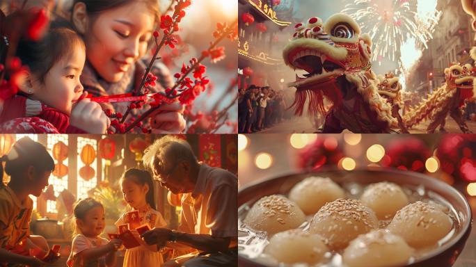 2025新年 蛇年元旦除夕元宵节阖家团圆