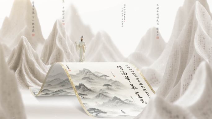 中国风文化片头卷轴水墨