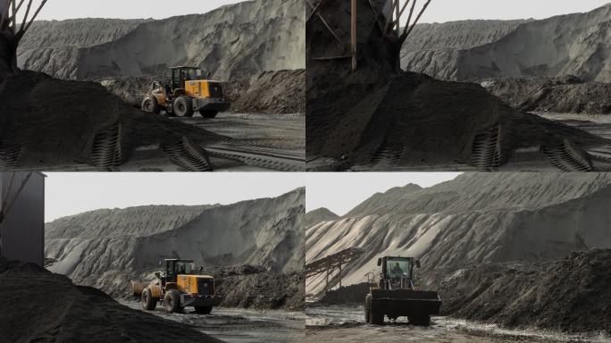 铲车矿物原料堆