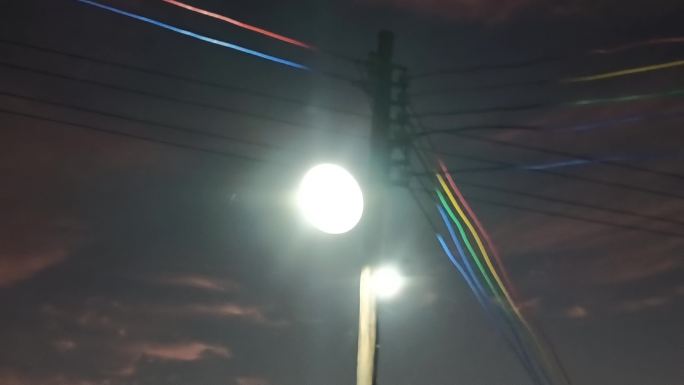 夜晚路灯亮化 村庄路灯 山村夜灯光