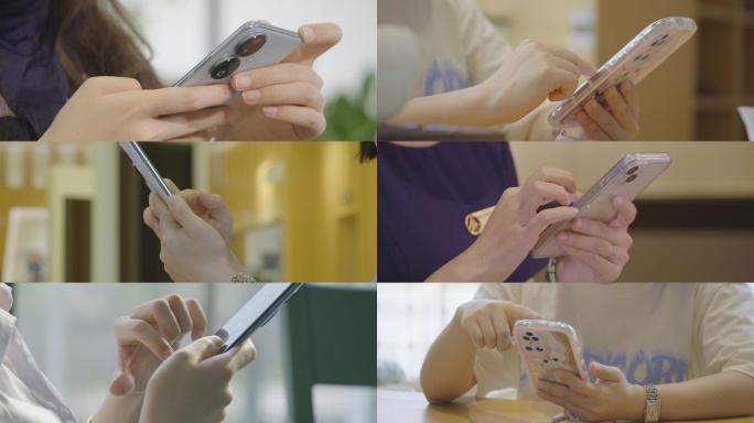 女生玩手机手部动作