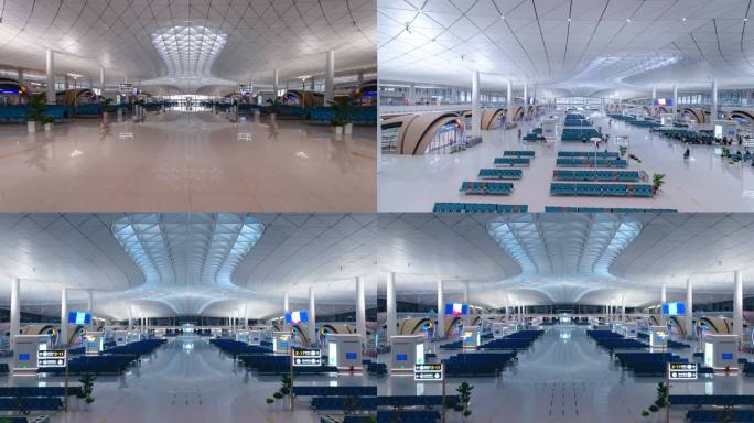 航拍杭州西站候车大厅延时