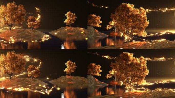 圆月倒映与秋日红叶的梦幻场景3
