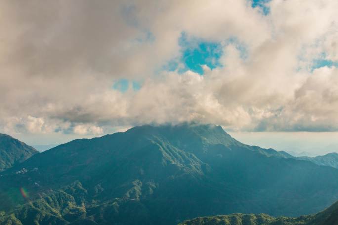 5K潮州凤凰山山脉凤凰茶云海蓝天白云延时