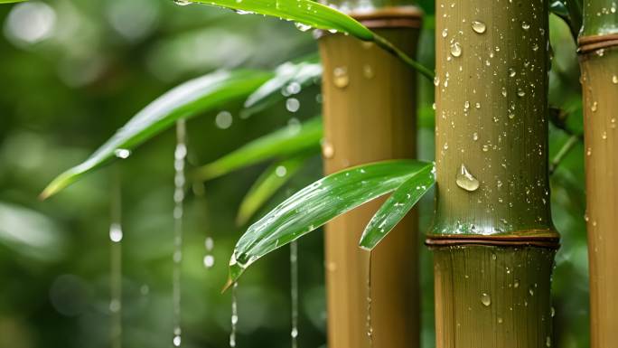 竹叶合集 雨落声竹林光影竹林特写