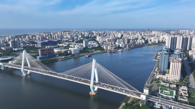 海口航拍海口城市宣传片4K延时世纪大桥