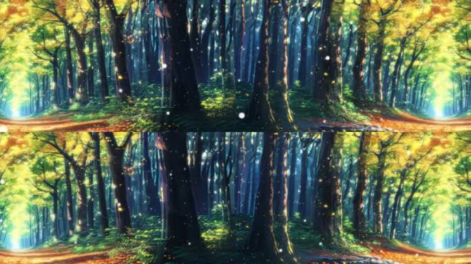 宽屏幽暗的森林小径两旁的树木郁郁