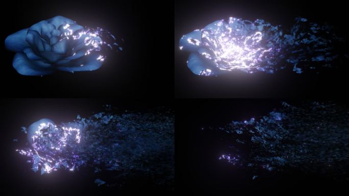 蓝玫瑰幻化为粒子随风飘散