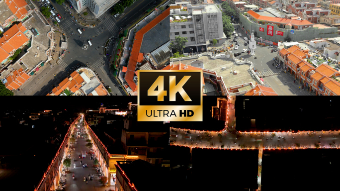 泉州钟楼航拍 日夜转场 白天转黑夜