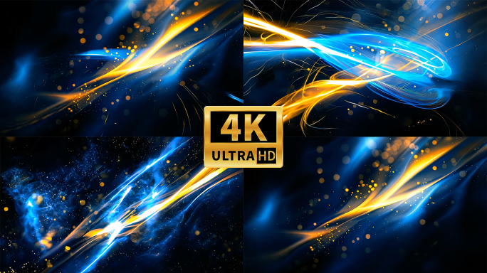 4K科技线条抽象背景粒子光线流动特效素材