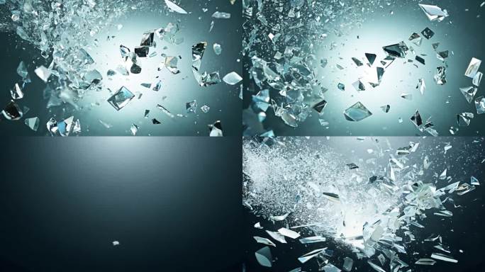 破碎的玻璃爆炸 钢化玻璃击碎