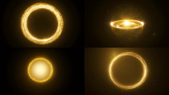 金色光环光圈 黑色背景