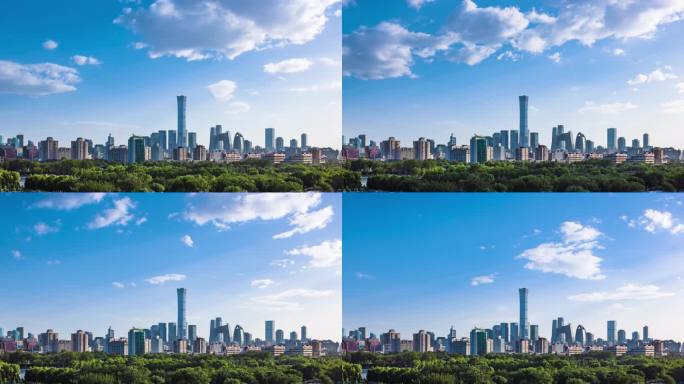 8K 北京CBD城市蓝天白云延时