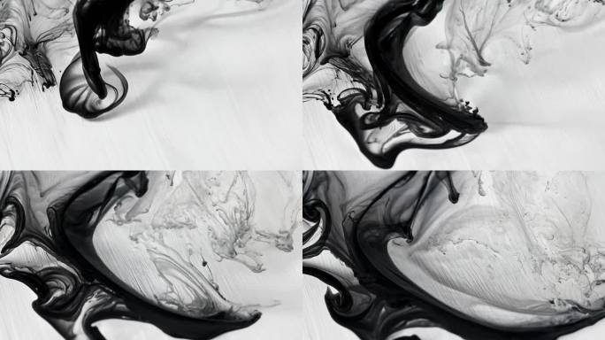 水墨 水纹 晕染 黑白 转场视频