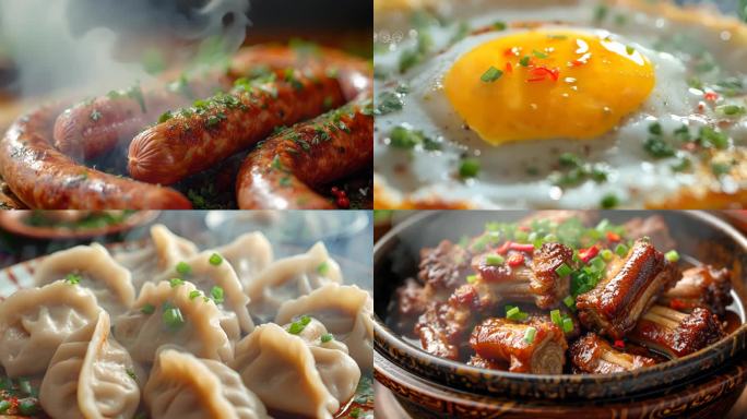 美食烤肠饺子牛肉面排骨面羊肉面汤圆