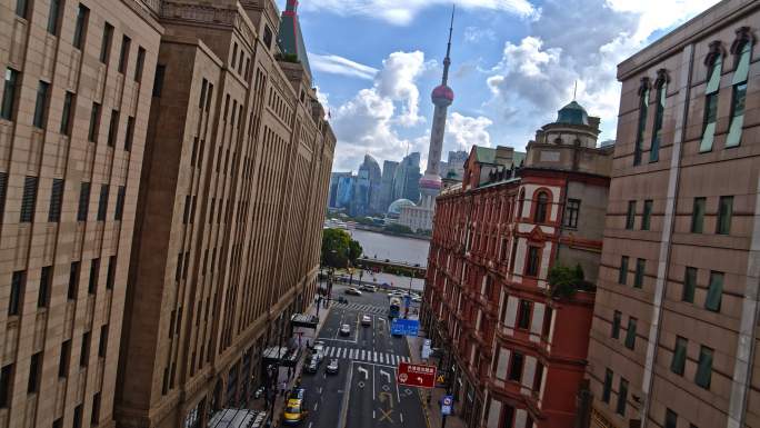 航拍万国建筑东方明珠