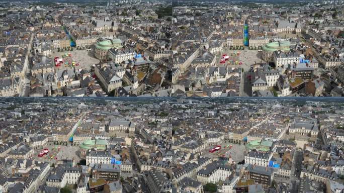 雷恩市、歌剧院和布列塔尼议会的无人机鸟瞰图