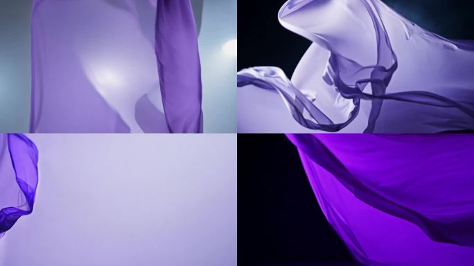 半透明紫色布料舞动