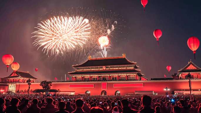 蛇年春节烟花迎接2025年喜迎新年跨年
