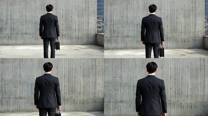 城市孤独男人背影都市人物生活压力思考未来