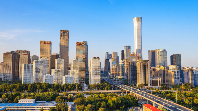 北京CBD国贸中轴线地标延时风光