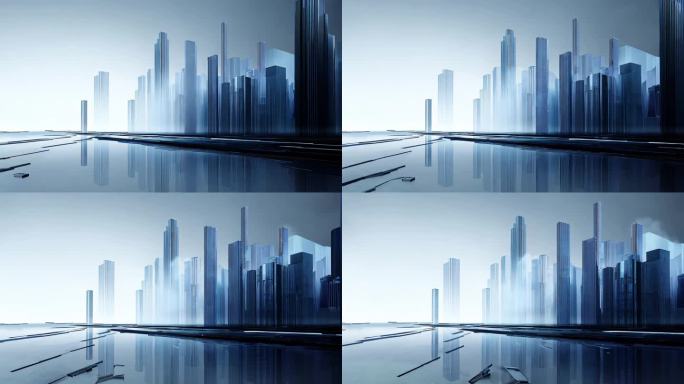 科技城市建筑未来都市风光科幻繁荣高楼景观
