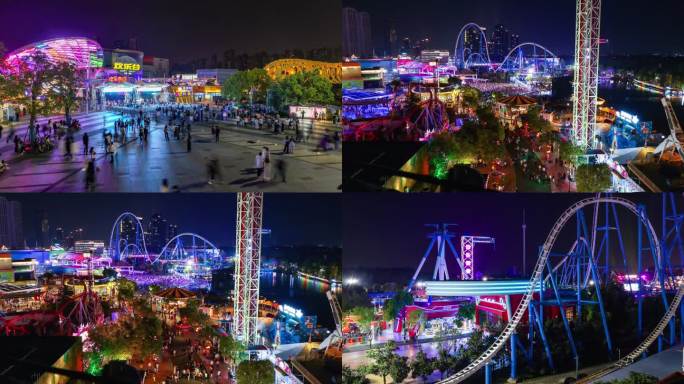 武汉欢乐谷万圣节夜景延时摄影