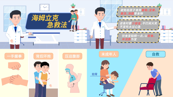 海姆立克急救知识科普动画合成