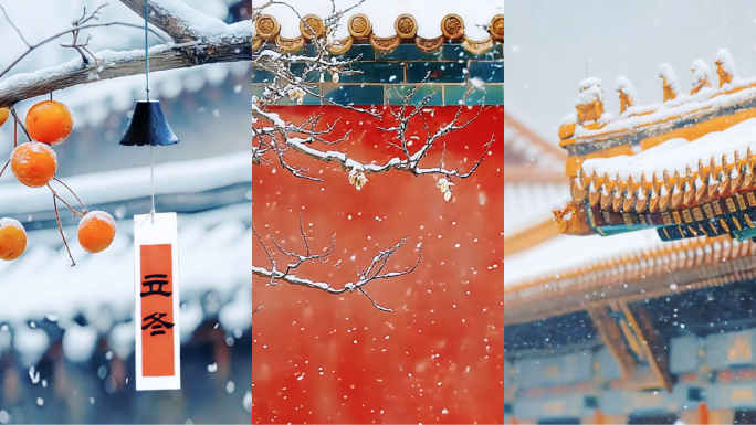 立冬 节气  雪景 立冬素材 竖版