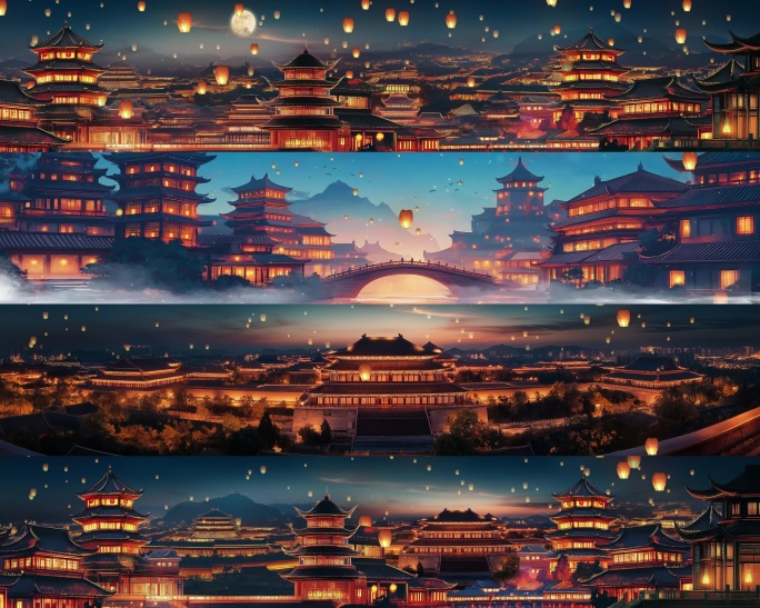 4款大唐夜景循环背景 盛世大唐