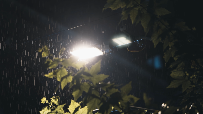 下雨天城市夜晚车流