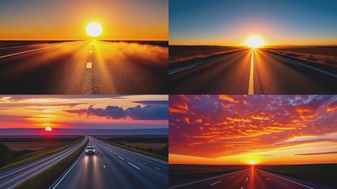公路日出日落